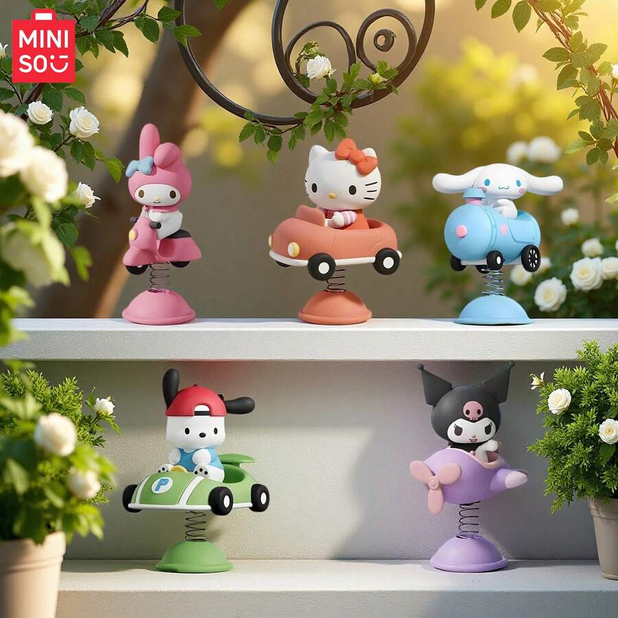 Miniso 名创优品三丽鸥春季底座娃娃花园装饰,可爱小猫咪和酷洛米摇摇摆件,盆栽迷你装饰品,圣诞节和复活节节日礼物 - 1件隨機款式 - 查看 1