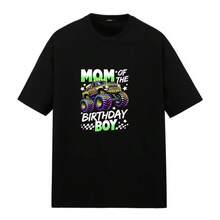 Camiseta de manga corta con estampado de camin monstruo de mam de cumpleaos ideal para usar en casa parque fiesta da de campo reunin familiar corte regular estilo casual cmoda y transpirable. - Negro - Ver 1