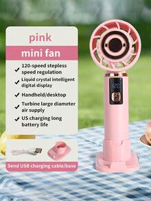 1 Set Mini Handheld Desktop Fan With Stand, USB Rechargeable Battery, Adjustable Wind Speed, Suitable For Camping, Outdoor, Travel, Student Gift - Multicolor - View 12