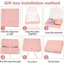 10pcs/4pcs/1pc - Brown Gift Box With Lid And Ribbon, Suitable For Bridesmaid Invitation Box, Wedding Gift Box, Birthday Gift, Baby Shower Favor, Valentine's Day Gift, Etc. - Light Pink - View 9