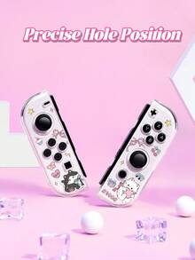 1pc Cute Cartoon Cat Pattern Transparent Glitter Protective Case, Compatible With Nintendo Switch 2 (2025) / Switch OLED Console And Joy-Con Controllers, Best Gift For Switch Gamers - Multicolor - View 4