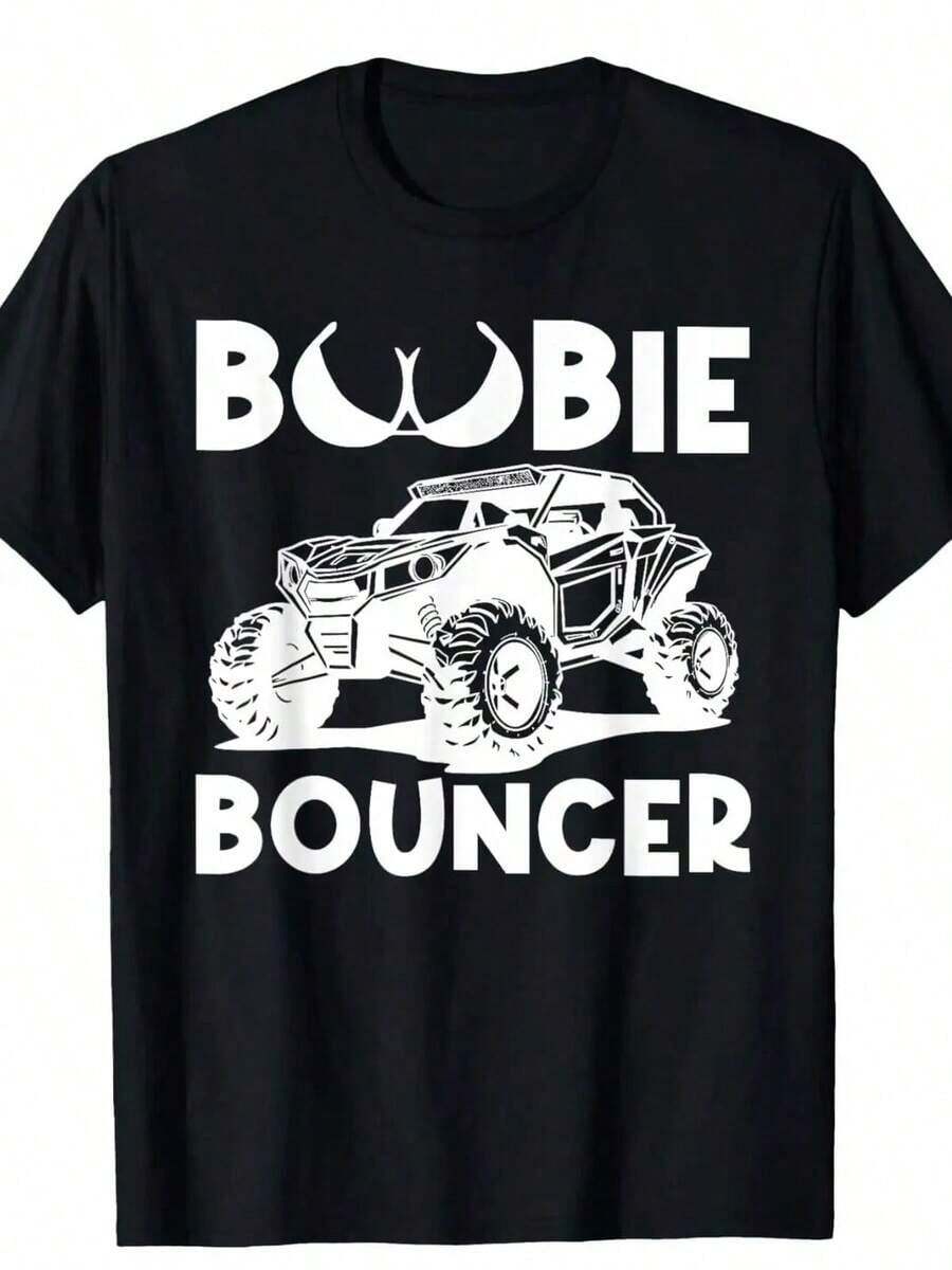Boobie Bouncer UTV Side By Side SXS Off Road T-Shirt, 100% Cotton, Off-Road Car T-Shirts For Men And Women, 180g, Crew Neck, Black, Sizes S-XXXL - 黑色 - 查看 1