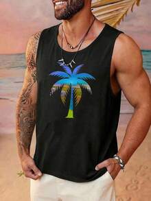 La camiseta sin mangas para hombre, de corte ajustado, transpirable y ligera, es una opción ideal para el verano, así como perfecta para viajes de ocio y deportes. - Negro - Ver 1