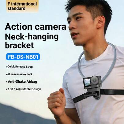 Giá treo cổ gắn ngực cho camera hành trình góc nhìn thứ nhất, tương thích với Action 6/5 Pro / GoPr 5 6 7 8 9 10 11 12 13, giá treo cổ tháo nhanh cho camera thể thao, 12, quay phim ổn định, điều chỉnh 180 độ, chống rung, chắc chắn và bền bỉ, thoải mái đeo lâu dài