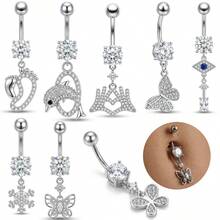 1 chiếc khuyên rốn hình bướm đính đá Cubic Zirconia, cỡ 14G/10mm, chất liệu thép không gỉ, phụ kiện độc đáo cho tiệc tùng và ngày lễ. - Nhiều màu - Xem 12
