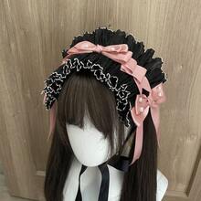 1pc Gothic Angel Wings Heavy Lace Lolita Hairband, Japanese Soft Girl Versatile Hair Accessory, Atmospheric Headdress For Cosplay - 淺藍色 - 查看 2