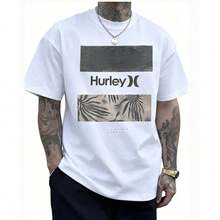 The 2026 Summer Pure Cotton T-Shirt Features A Tropical Design And The Hurley Logo, With Palm Leaf And Floral Patterns That Evoke - 白色 - 查看 4