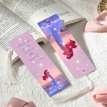 2pcs PET Printed Bookmarks, Exquisite And Beautiful Patterns, Durable And Elegant, Unique Design Suitable For Daily Use Or Collection. The Best Gift For Back To School Season, Whether For Personal Use Or Gifting To Family And Friends, It Is A Unique And Practical Gift Choice, Adding Atmosphere And Fun To Reading Time (Random Color Tassels) - 2PCS - View 3