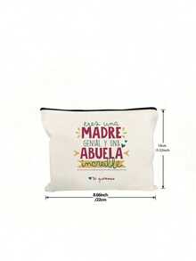 1pc "World's Best Grandma" Printed Cosmetic Bag, Travel Toiletry Bag, Women's Makeup Bag, Gift For Grandma, Travel Essential, Holiday/Vacation/Back To School Supplies Bag, Student Travel Bag, Women Travel Makeup Bag - Beige - View 9