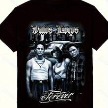 Vatos Locos Para Siempre Camiseta De Algodón Pesada Hombres, Grafica Arte Urbano Callejero En Negro, Tela Ligera Y Respirable, Ajuste Regular Manga Corta Uso Casual, Gimnasio, Al Aire Libre Todas Las Estaciones, Ropa, Estilo Atrevido, Calidad Premium, Par - Negro - Ver 1
