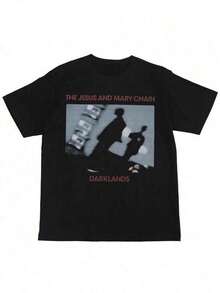 Camiseta Gráfica Vintage de Banda de Rock para Hombre - Camiseta Retro Negra de Streetwear con Diseño de "The And Mary Chain", Camiseta de Cuello Redondo Suave y Transpirable para Conciertos, Atuendos Casuales y Vestimenta Casual - Top Casual de Ajuste Holgado, Atuendo de Concierto, Impresión Audaz, Material Cómodo, Ropa Unisex, Amantes de la Música, Estilo de Calle, Material Clásico y Duradero, Ropa con Temática Musical, Fanáticos de la Música - Negro - Ver 1