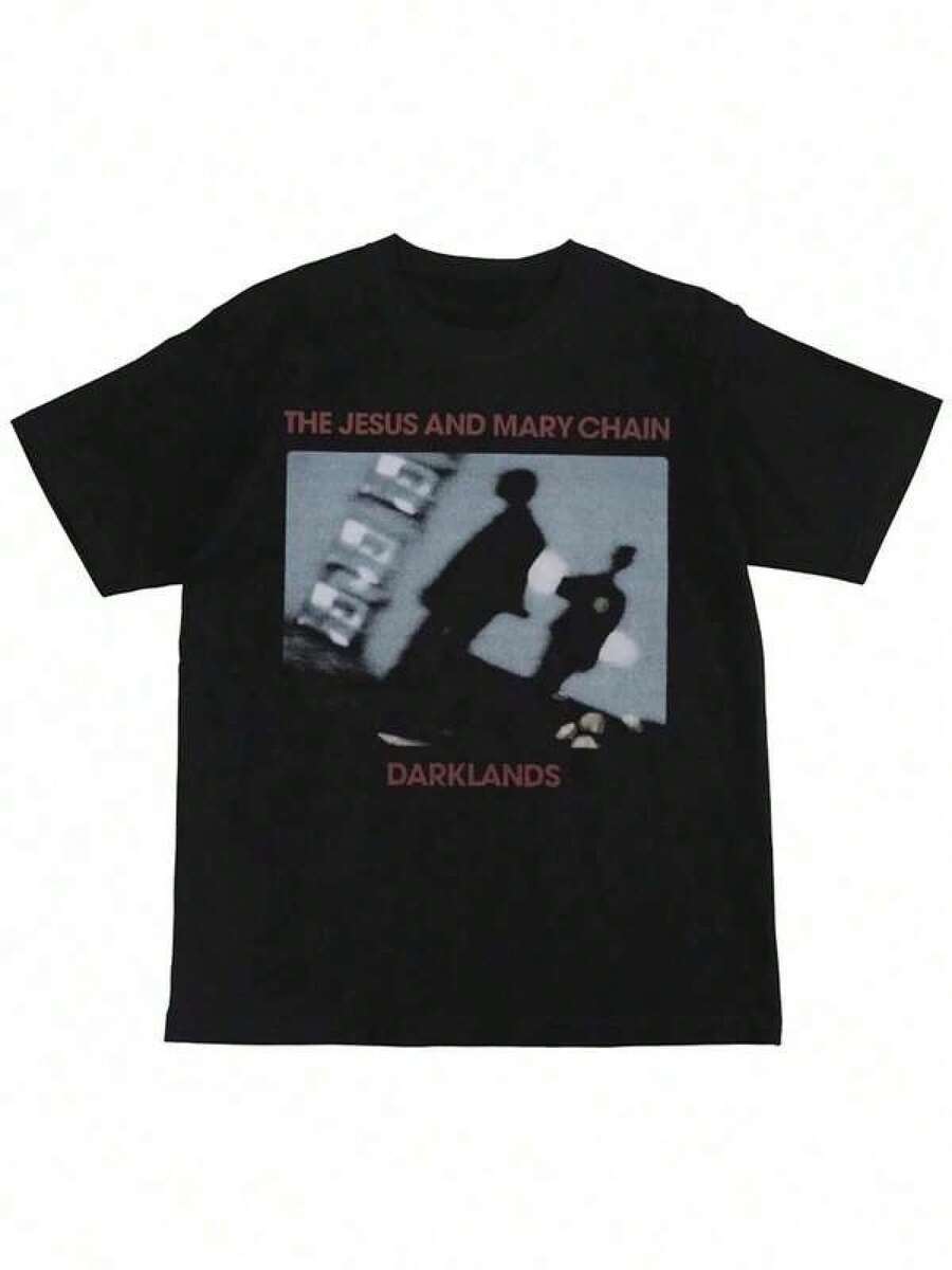 Camiseta Gráfica Vintage de Banda de Rock para Hombre - Camiseta Retro Negra de Streetwear con Diseño de "The And Mary Chain", Camiseta de Cuello Redondo Suave y Transpirable para Conciertos, Atuendos Casuales y Vestimenta Casual - Top Casual de Ajuste Holgado, Atuendo de Concierto, Impresión Audaz, Material Cómodo, Ropa Unisex, Amantes de la Música, Estilo de Calle, Material Clásico y Duradero, Ropa con Temática Musical, Fanáticos de la Música - Negro - Ver 1