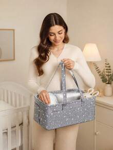 Baby Care Diaper Basket, Diaper Storage Binbaby Shower Family Decorations Gifts - Grey - View 7
