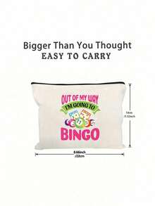 「Bingo」字母印花旅行盥洗包，卡通趣味多功能帆布包，充電器收納包，旅行必備化妝包：女孩旅行必備包，中性拉鍊包，化妝品、彩妝與旅行必備輕量收納包，適合青少年的完美禮物，生日與旅行配件，節日禮物，開學禮物 - 彩色 - 查看 6