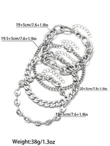 4pcs/Set Fashionable Bracelets, Multi-Layer Stacking Design, Suitable For Casual Daily Wear And Party - Multicolor - View 5