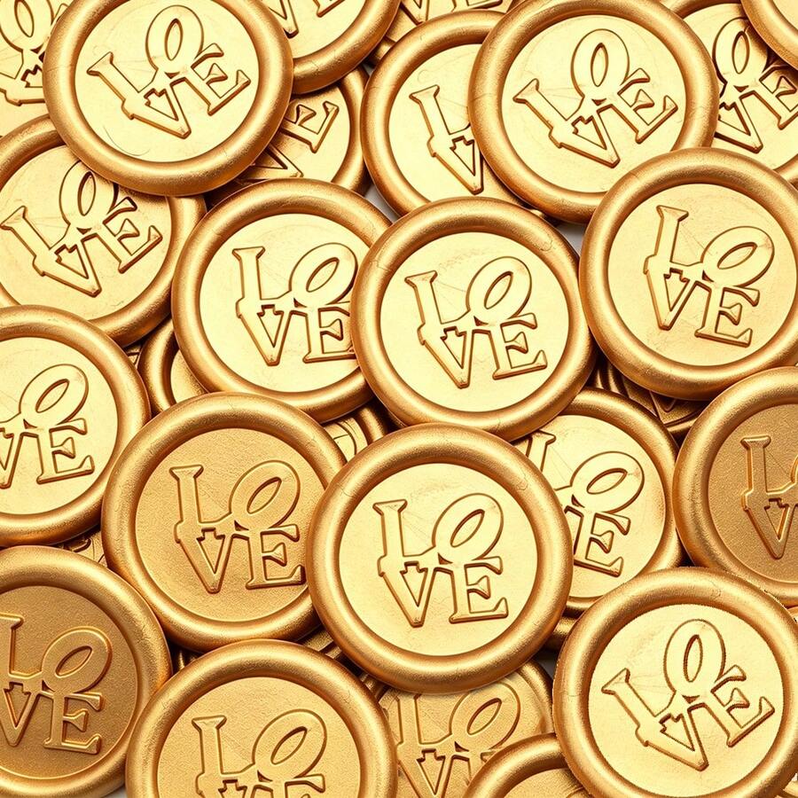 20 piezas Pegatinas de Sello de Cera Autoadhesivas con Patrón de Corazón, Adecuadas para Regalos, Sellado de Sobres de Invitaciones de Boda - Marrón Claro