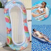 1 Set Adult Inflatable Pool Floating Lounge Chair, Mesh Design, Adult Pool Hammock, Watermelon/Strawberry Pattern, Built-In Headrest, Built-In Sparkling Colorful Confetti (Random Color And Style) - Multicolor - View 2