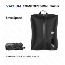 Large Capacity Travel Vacuum Compression Bag With Visible Window, Portable Clothing Organizer Bag, Suitable For Business Trips And Outdoor Use, Storage Bag, Password Box - Black - View 2
