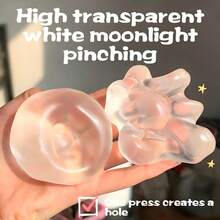 1pc Super Transparent Coconut Oil Squeeze Toy, Moonlight White High Transparency Coconut Oil Slow Rebound Stress Relief Toy, Squishy, Pressure Relief, Mood Soothing, Gift, Holiday Gift, Birthday Gift, Perfect Gift - 白色 - 查看 2