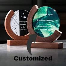 1pc Customized Round Crystal Trophy, Team Anniversary Medal Home Decor Engraved Colorful Image & Text, Home Kitchen Holiday Decoration - Color Printing - View 1