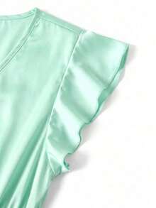 xheEllevyn Vestido largo elegante de mujer con cintura fruncida y volantes, vestido de verano para vacaciones, vestido para citasxhe - verde menta - Ver 8