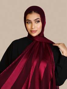 Hiyab ligero y transpirable de unicolor y estampado de rayas de satén y satén para mujeres, modesto, para abayas, primavera/verano - Multicolor - Ver 14