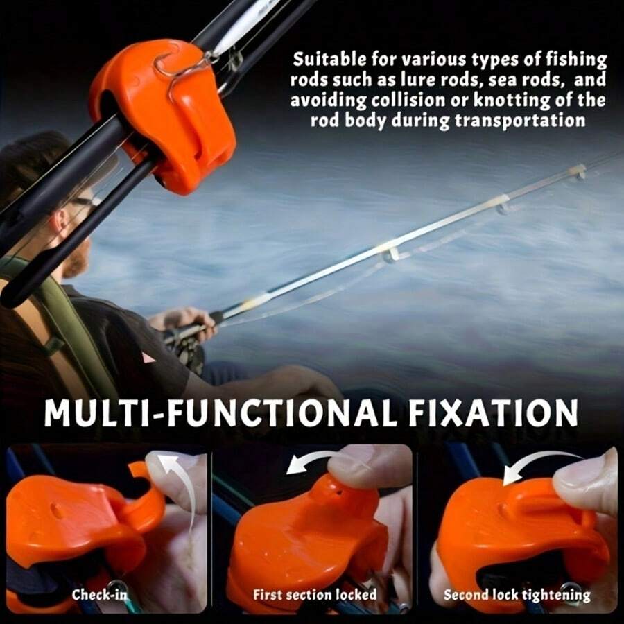 4pcs Lure Rod Bundle Clip, Multi-Functional Fishing Rod Protection Fixing Clip, Anti-Tangle Long Cast Reel Creative Convenient One-Clip Lock For Multiple Rods - 4pcs - View 1
