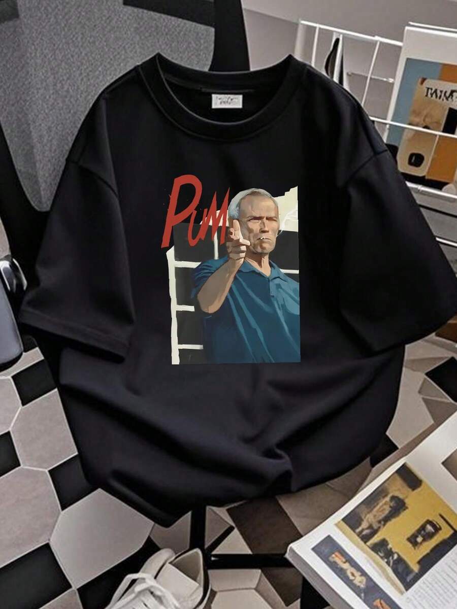 Gran Torino T-Shirt Available In Men's And Men's/Women's Sizes BC 171, Featuring Designer Clothing That Is Breathable, Stylish, And Versatile. This Comfortable Printed T-Shirt Is Perfect For Everyday Wear, With A Slight Stretch And Soft Feel. - 黑色 - 查看 1
