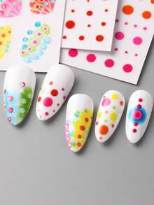 Colorful Noen Round Dot Nail Art Sticker Summer Gradient Bohemian Style Pattern Nail Decals Charming Nail Art For Women DIY Nail Decorations Manicure Supplies - Multicolor - View 6