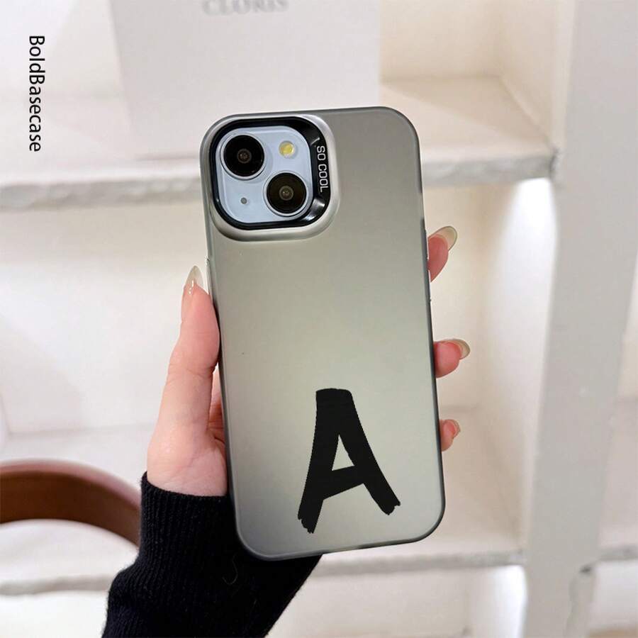Fanahat-Funda para teléfono: Letra A en negrita con trazos blancos dinámicos y estampado plateado con vibras modernas, características antiincrustantes, anticaídas y antideslizantes. Cubierta trasera mate duradera. Diseño universal para hombres y mujeres. Elección perfecta para todas las estaciones. Regalo - 1 - Ver 1