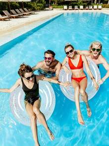 Transparent Sequin Inflatable Swimming Ring, Portable Thick Design, Adult Buoyancy Swimming Ring, Water Sports Equipment, Beach Party Accessory, Perfect Gift For Summer Swimming Pool Vacation Relaxation, Beach Essential - Multiple Styles - View 4