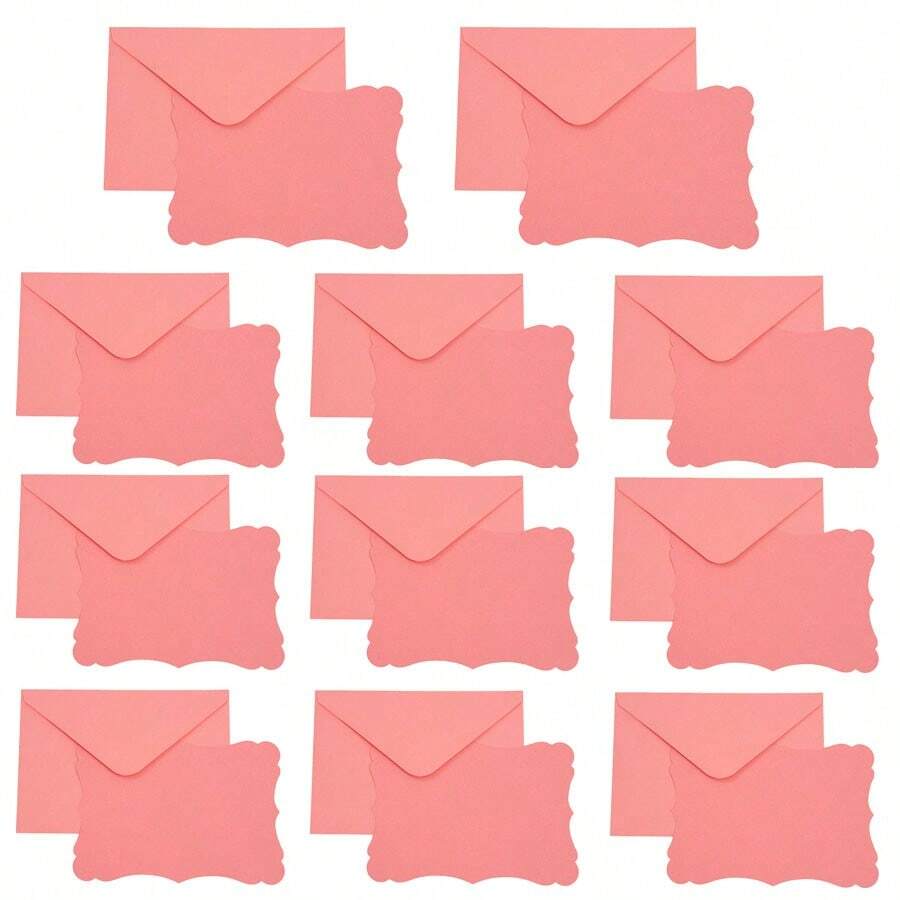 10 Envelopes + 10 Cards, Includes Pink Blank Greeting Cards & Small Self-Adhesive Envelopes, Suitable For Graduation Ceremony, Invitations, Baby Shower, Wedding And Reply Cards