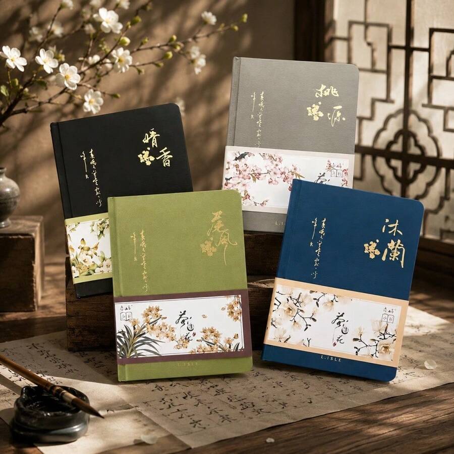 1pc 32K Chinese Style Hardcover Notebook 112 Pages Colorful Inner Pages Weekly Planner Diary Elegant Cultural Gift For Office Study Friends Family Back To School Essential School Supplies - Elegant Style - View 1