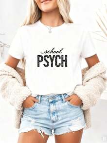 School Psychologist T-Shirt, Floral School Psychologist T-Shirt, School Psychologist Gift, Psychology Graduate Gift, School Psychologist Gift, Back To School Gift Mug, 100% Cotton - 白色2 - 查看 4