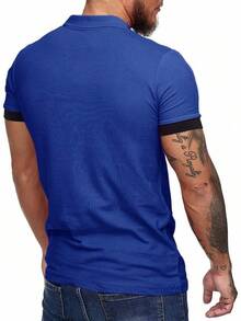 Kravon Men's Short-Sleeved Casual Slim-Fit Polo Shirt, Classic Design, Classic Cut, Pure Cotton Shirt - Màu xanh lam - Xem 4