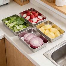 10 PCS Set (Includes 5 Containers And 5 Lids) Stainless Steel Food Storage Containers, Large Square Food Boxs With Black Lid, Leak-Proof Stackable, Ideal For Fruit, Veggie And Salad, Kitchen Meal Prep, Fridge Storage, Perfect For Home And Outdoor - Multicolor - View 9