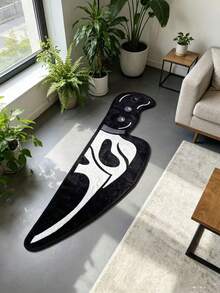 1pc Black Stylish Knife Shaped Pattern Area Rug, Living Room Decor, Bedroom Carpet, Home Leisure Rug, Decorative Rug, Small Rug, Carpet, Home Decor, Living Room Rug, Living Room Small Rug, Bedroom Rug, Living Room Home Decor, Outdoor Rug, Washable Rug - Multicolor - View 4