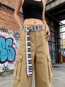 1pc Fashionable Piano Key Belt, Multifunctional Y2K Accessory, Can Be Used As Tie, Casual Travel, Office Commute - Multicolor - View 5