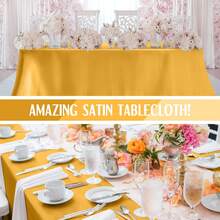 1pc Elegant White Satin Tablecloth: Perfect For Wedding Banquets, Parties And Home Decor - Rectangular, Woven, Soft And Shiny - Multicolor - View 8