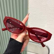1Pair Women New Wine Red Cat Eye ,  Ins Fashion Decorative Shades, All-Match Daily Eyewear For Summer Beach Outdoor - 酒紅色 - 查看 2