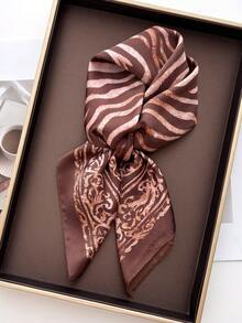 1pc Spring/Autumn New Fashionable Leopard Print Silk-Like Scarf, Thin Neck Wrap Decoration - Multicolor - View 1