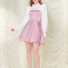 . .  MOD Vestido de tirantes finos de unicolor sencillo para uso diario de señoras - Rosa - Ver 5