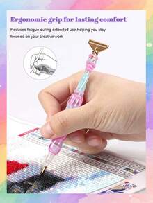 1pc Diamond Painting Pen + 6pcs Metal Drill Bits + 4pcs Red Glue Wax + 1pc Box, Threaded Diamond Painting Point Drill Tool Set - Sets - View 2