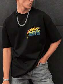 Disney Men's Casual T-Shirt, Pizza Planet Interstellar Rocket Print, Retro & Bold Design, Perfect For Nostalgic Fans & Casual Outings - màu đen - Xem 2