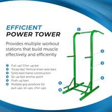 Pull Up Bar Tower & Dip Station, Free Standing Outdoor Home Gym Equipment, Green - Adjustable And Portable Workout Stand For Calisthenics Body Weight Training - Default - View 5