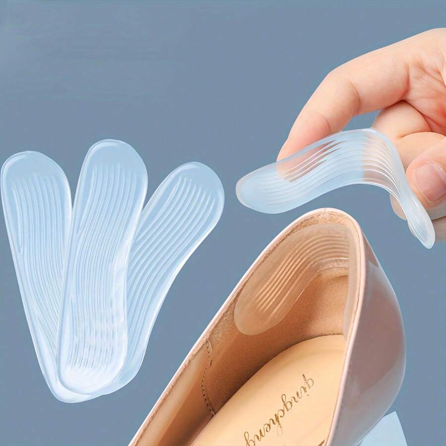 Unisex Silicone Heel Pads - Anti-Slip Cushion Insoles, Enhance Foot Comfort, Casual Style