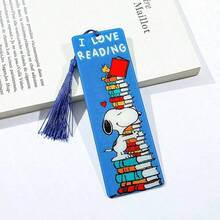 SNOOPY 1pc Cartoon Bookmark, Cute Reading Bookmark, Puppy Acrylic Tassel Hanging Bookmark [Random Style] - Multicolor - View 3