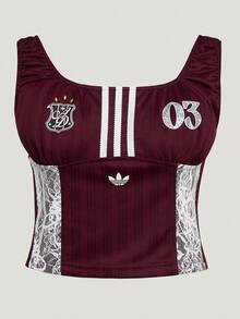 Adidas Originals 女款 ORIGINALS BLK 坦克背心，運動風網眼蕾絲休閒背心上衣 KU4751 - 黑色 - 查看 1