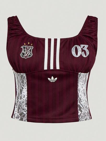  Adidas Originals Women's ORIGINALS BLK TANK TOP, Sporty Mesh Lace Casual Vest Top KU4751