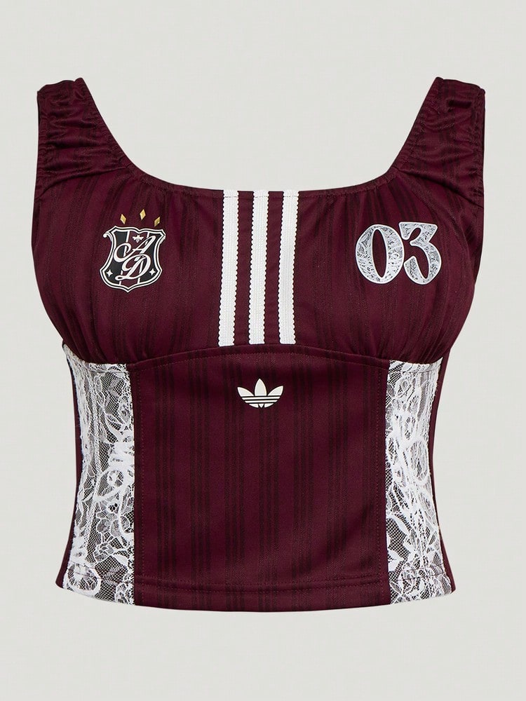 Adidas Originals 女款 ORIGINALS BLK 坦克背心,運動風網眼蕾絲休閒背心上衣 KU4751 - 黑色 - 查看 1